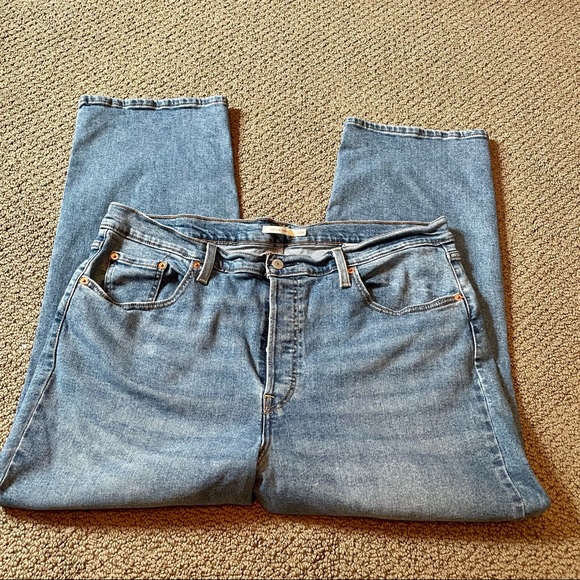 Levi’s Ribcage Straight High Rise Button Fly Ankle Denim Blue Jeans Women’s 20W - Picture 12 of 15